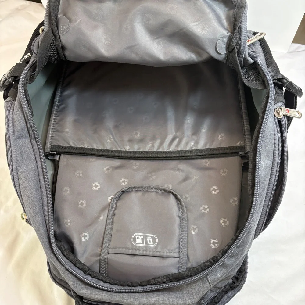 SwissGear ScanSmart Laptop‎ Backpack Gray Travel Business School Bag Heathered